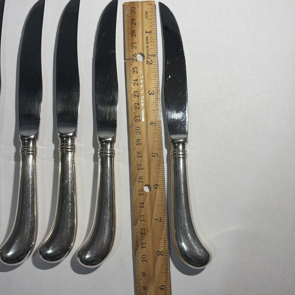 Raimond Stainless Set of 6 Pistol Grip Steak Knives Japan Vtg